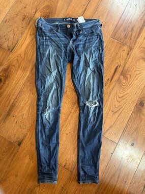 Hollister Dark Blue Ripped Skinny Jeans